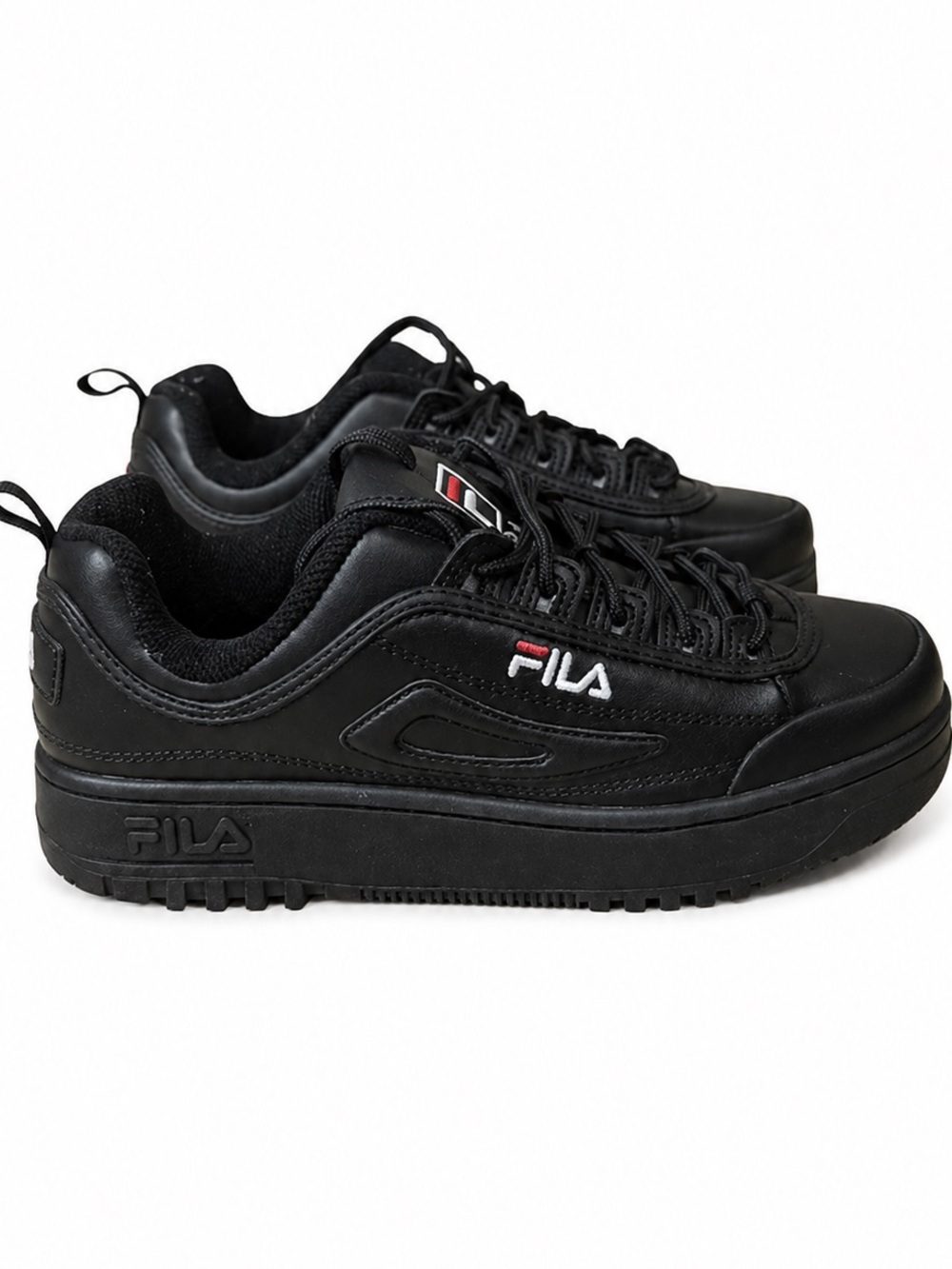 FILA Disruptor II Kids 6.5 Black Chunky Sneakers School Uniform Shoes